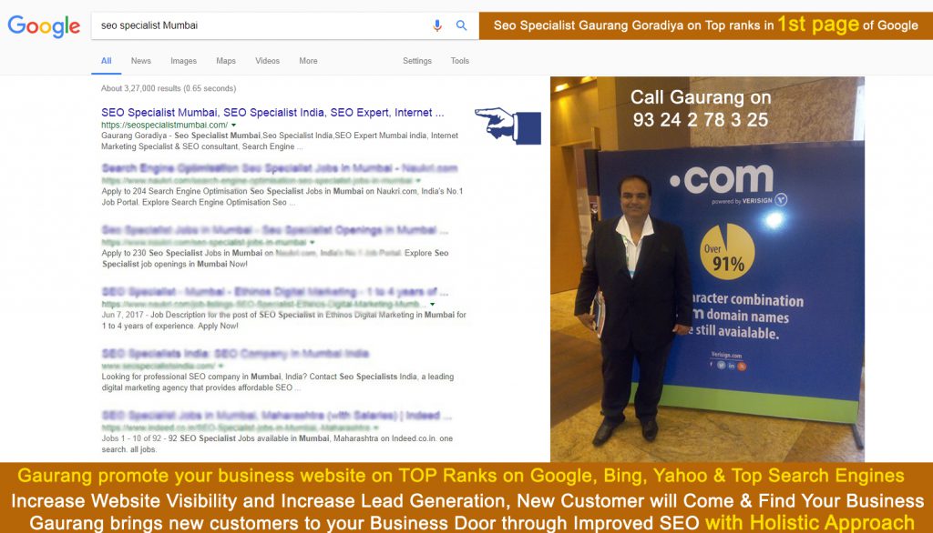 #SeoSpecialist Gaurang Goradiya on Top Ranks in 1st Page of Google